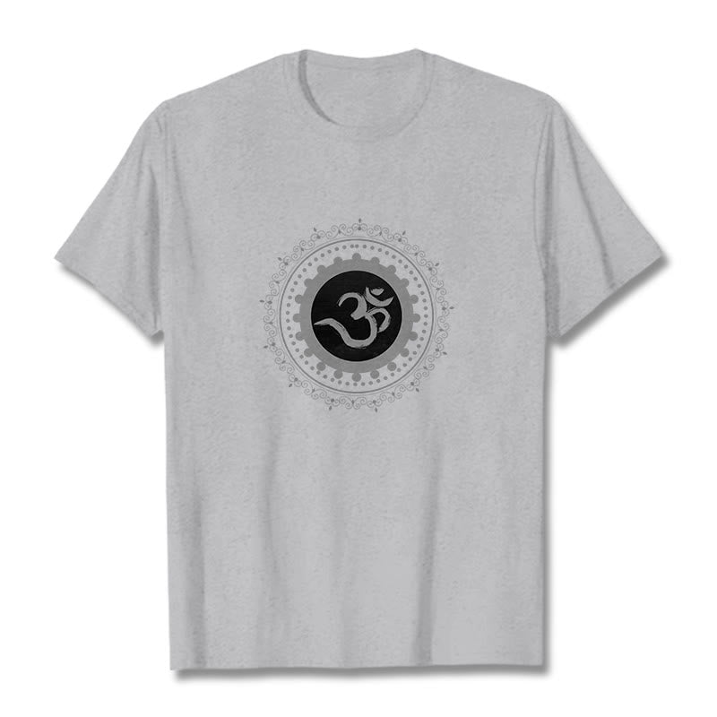 T-shirt en coton à motif mandala avec Buddha Stones - Gris clair - 2XL - image 16