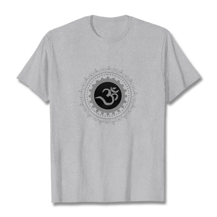 T-shirt en coton à motif mandala avec Buddha Stones - Gris clair - 2XL - image 16