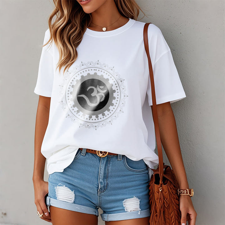 T-shirt en coton à motif mandala avec Buddha Stones - image 1