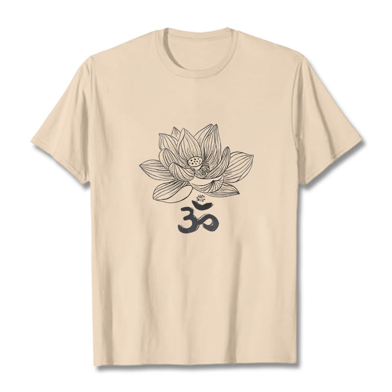 T-shirt en coton avec croquis de Buddha Stones Om Lotus - Bisque - 2XL - image 12