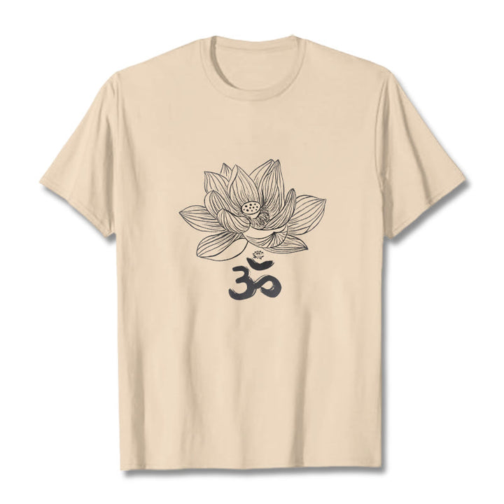 T-shirt en coton avec croquis de Buddha Stones Om Lotus - Bisque - 2XL - image 12