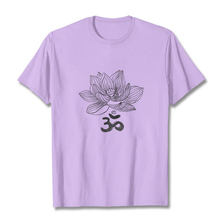 T-shirt en coton avec croquis de Buddha Stones Om Lotus - Prune - 2XL - image 17