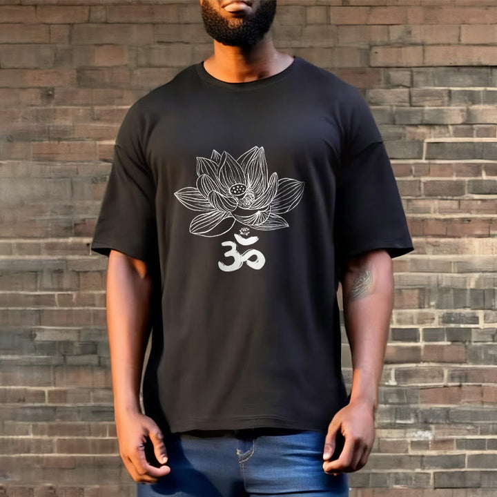 T-shirt en coton avec croquis de Buddha Stones Om Lotus - image 4