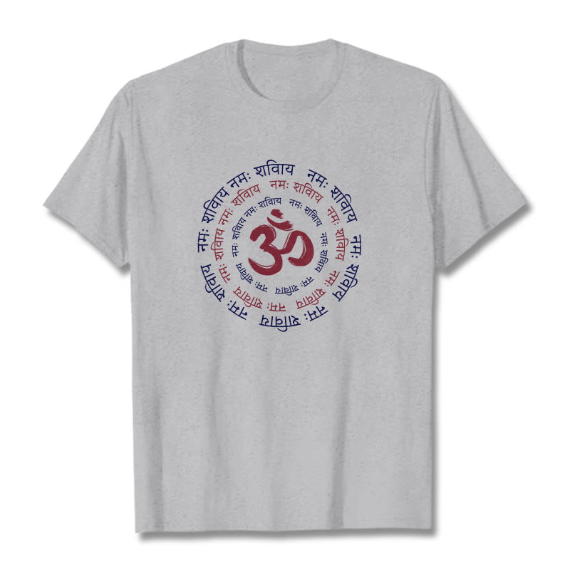 T-shirt en coton avec le personnage du mantra OM de Buddha Stones et le symbole du sanskrit - Gris clair - 2XL - image 11
