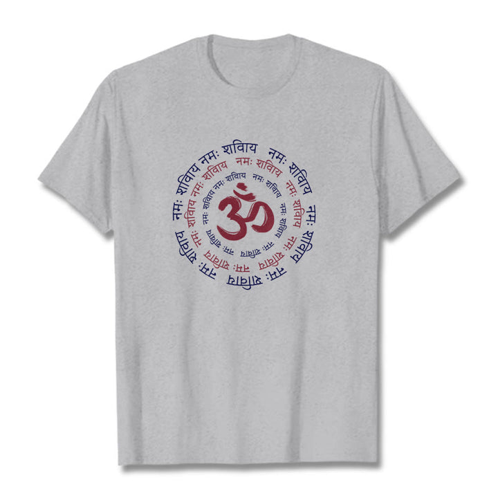 T-shirt en coton avec le personnage du mantra OM de Buddha Stones et le symbole du sanskrit - Gris clair - 2XL - image 11