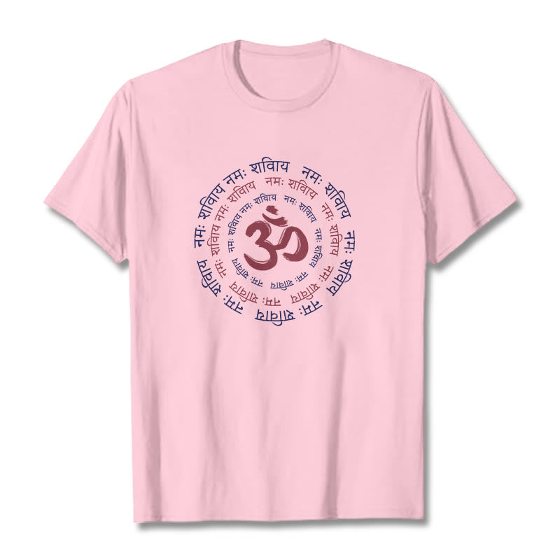T-shirt en coton avec le personnage du mantra OM de Buddha Stones et le symbole du sanskrit - Rose clair - 2XL - image 9