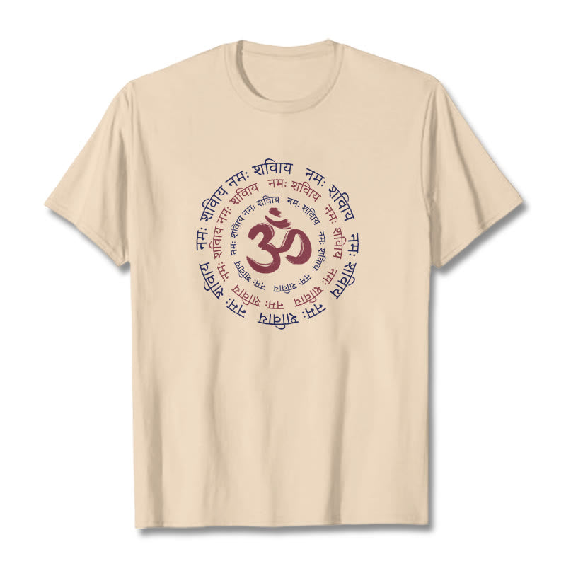 T-shirt en coton avec le personnage du mantra OM de Buddha Stones et le symbole du sanskrit - Bisque - 2XL - image 5