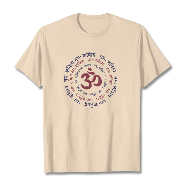 T-shirt en coton avec le personnage du mantra OM de Buddha Stones et le symbole du sanskrit - Bisque - 2XL - image 5