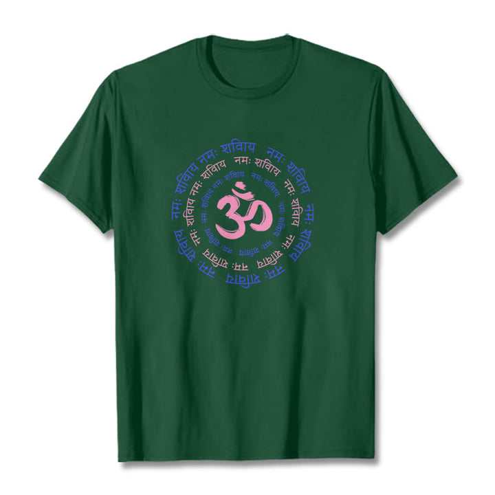 T-shirt en coton avec le personnage du mantra OM de Buddha Stones et le symbole du sanskrit - Vert forêt - 2XL - image 18