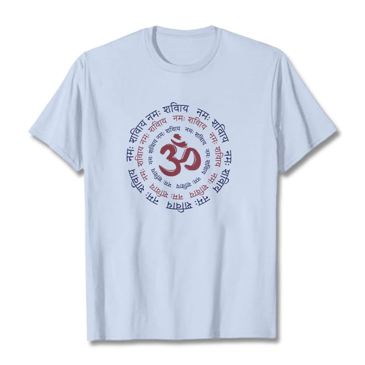 T-shirt en coton avec le personnage du mantra OM de Buddha Stones et le symbole du sanskrit - Cyan clair - 2XL - image 4