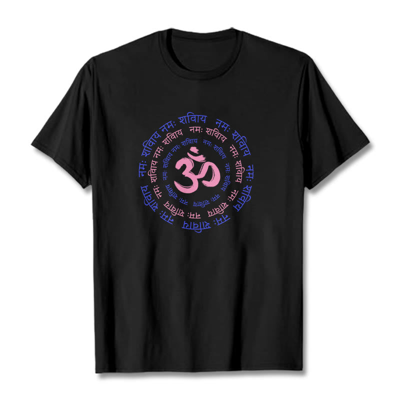 T-shirt en coton avec le personnage du mantra OM de Buddha Stones et le symbole du sanskrit - Noir - 2XL - image 13