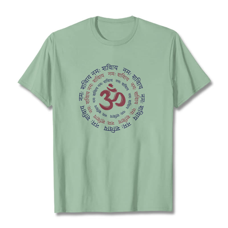 T-shirt en coton avec le personnage du mantra OM de Buddha Stones et le symbole du sanskrit - Vert pâle - 2XL - image 17