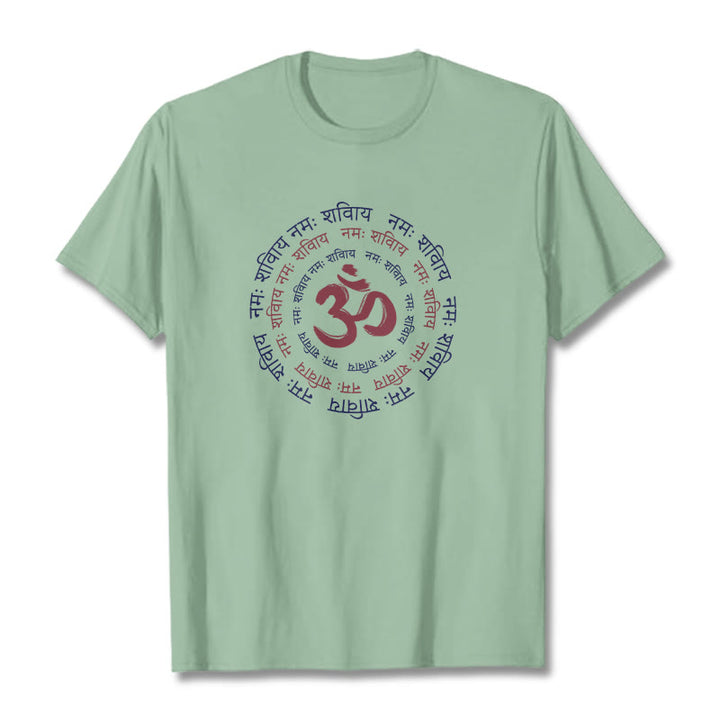T-shirt en coton avec le personnage du mantra OM de Buddha Stones et le symbole du sanskrit - Vert pâle - 2XL - image 16