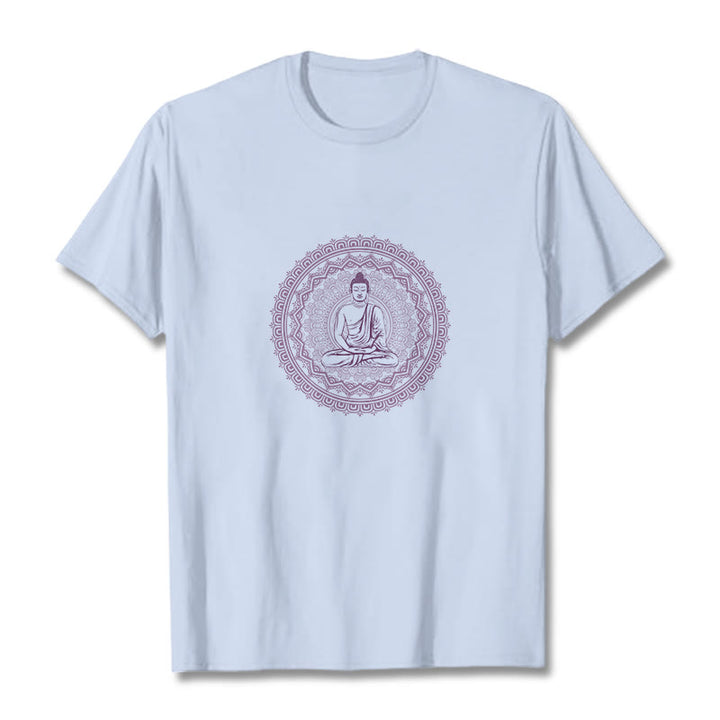 T-shirt en coton avec Buddha Stones et mandala - Cyan clair - 2XL - image 16
