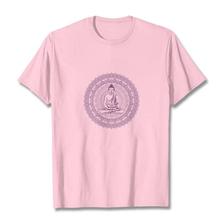 T-shirt en coton avec Buddha Stones et mandala - Rose clair - 2XL - image 19