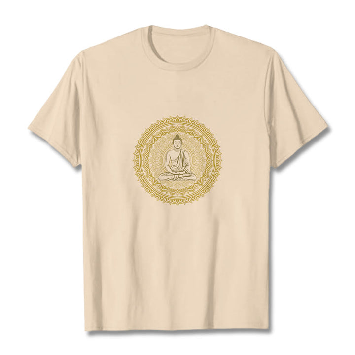 T-shirt en coton avec Buddha Stones et mandala - Bisque - 2XL - image 0
