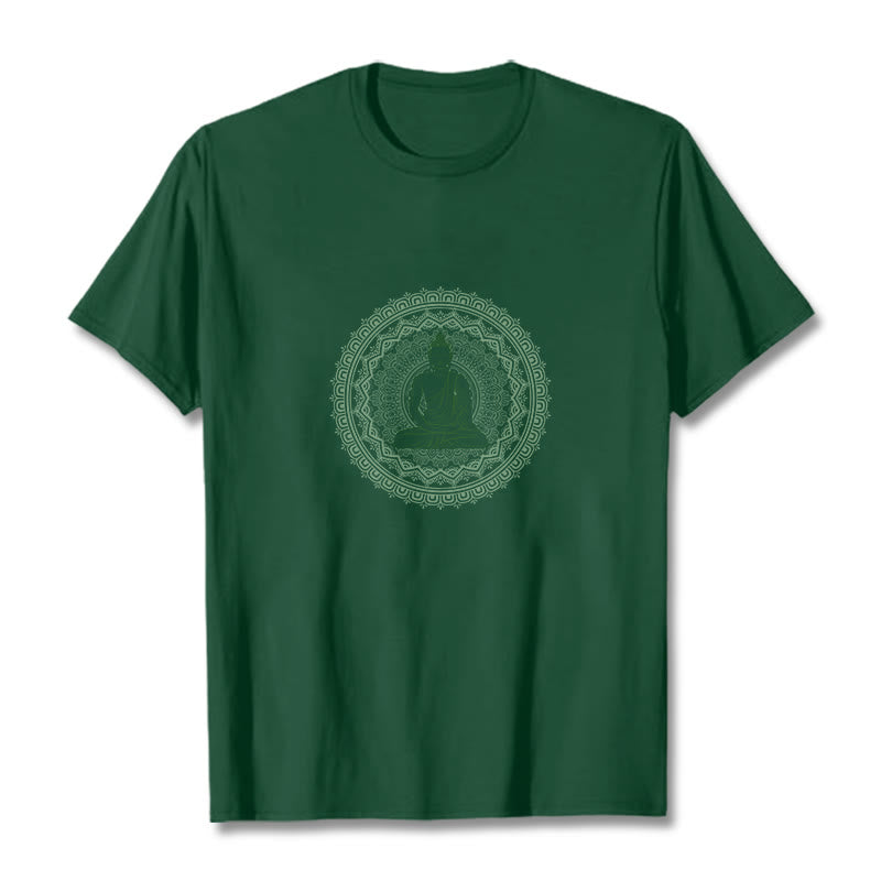 T-shirt en coton avec Buddha Stones et mandala - Vert forêt - 2XL - image 5