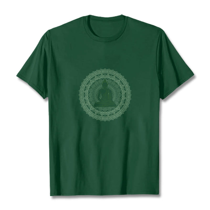 T-shirt en coton avec Buddha Stones et mandala - Vert forêt - 2XL - image 5