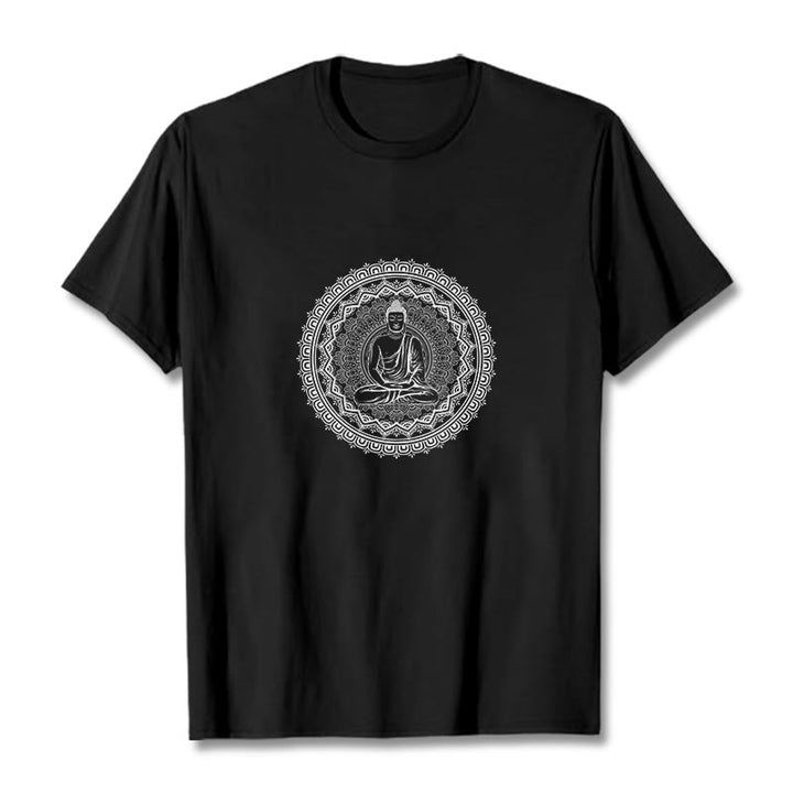 T-shirt en coton avec Buddha Stones et mandala - Noir - 2XL - image 8