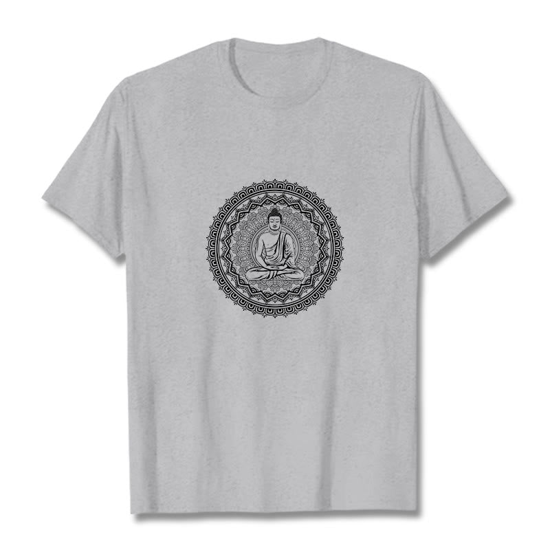 T-shirt en coton avec Buddha Stones et mandala - Gris clair - 2XL - image 14