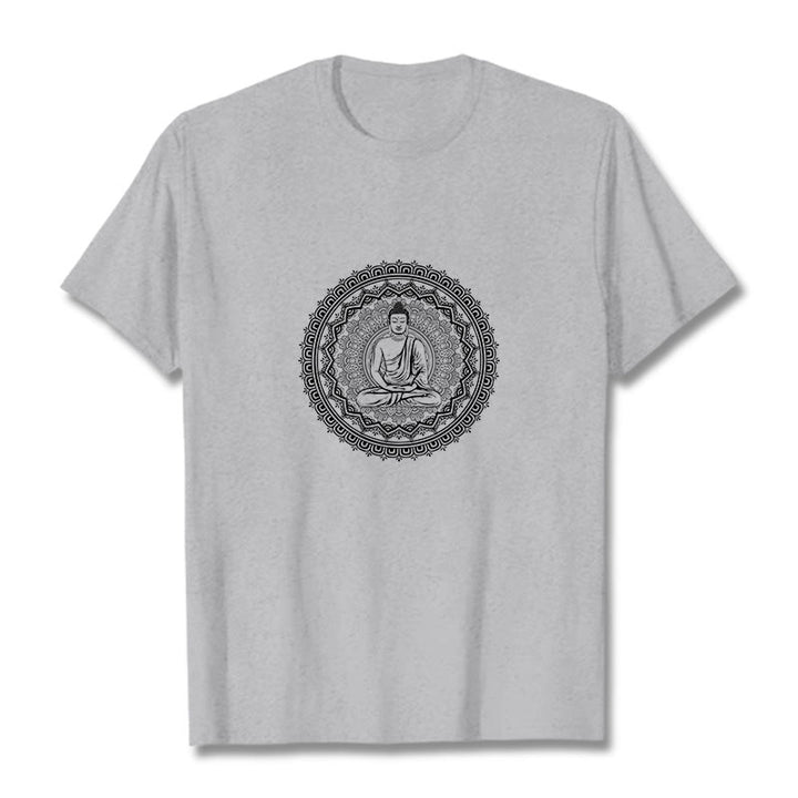 T-shirt en coton avec Buddha Stones et mandala - Gris clair - 2XL - image 14