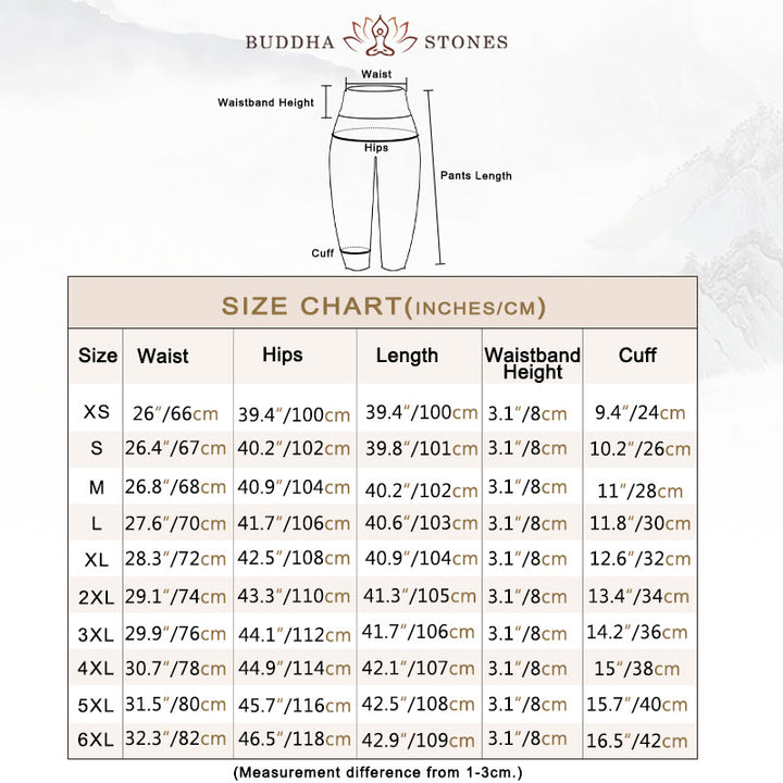 Pantalon sarouel à taille élastique pour femme, motif Buddha Stones, pur coton blanc, nuages de bon augure, oiseaux et arbres