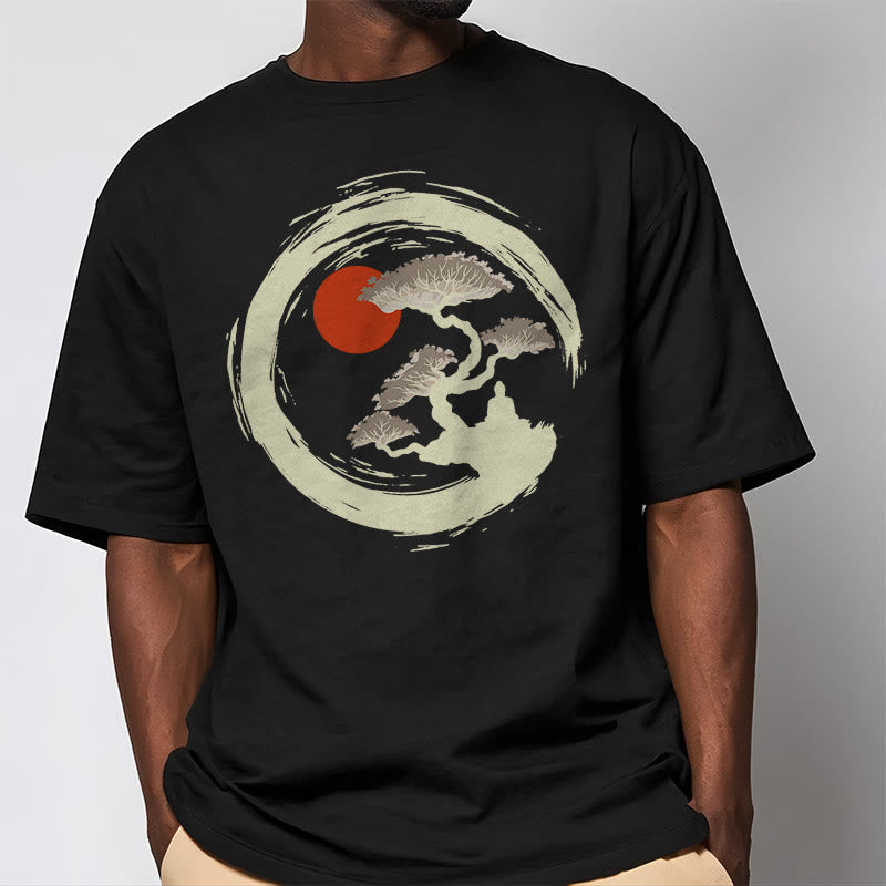 T-shirt Buddha Stones Soleil Rouge Pin Cercle Zen Méditation Bouddha T-shirt - image 3