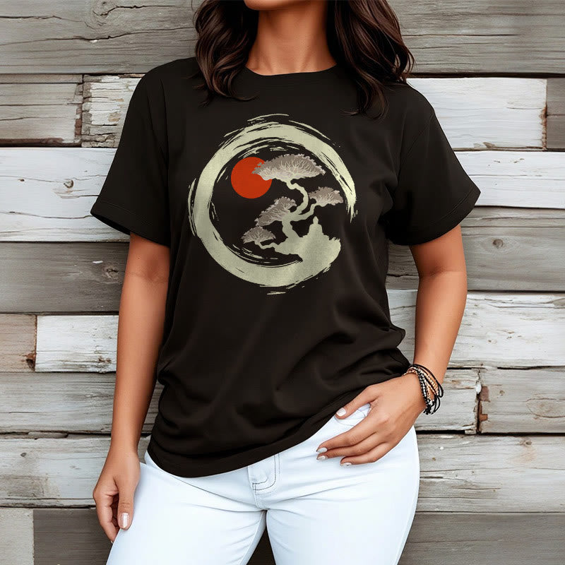 T-shirt Buddha Stones Soleil Rouge Pin Cercle Zen Méditation Personne - image 1
