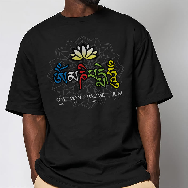 T-shirt Buddha Stones Om Mani Padme Hum Lotus - image 3