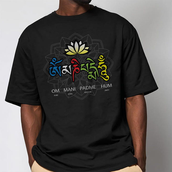 T-shirt Buddha Stones Om Mani Padme Hum Lotus - image 3