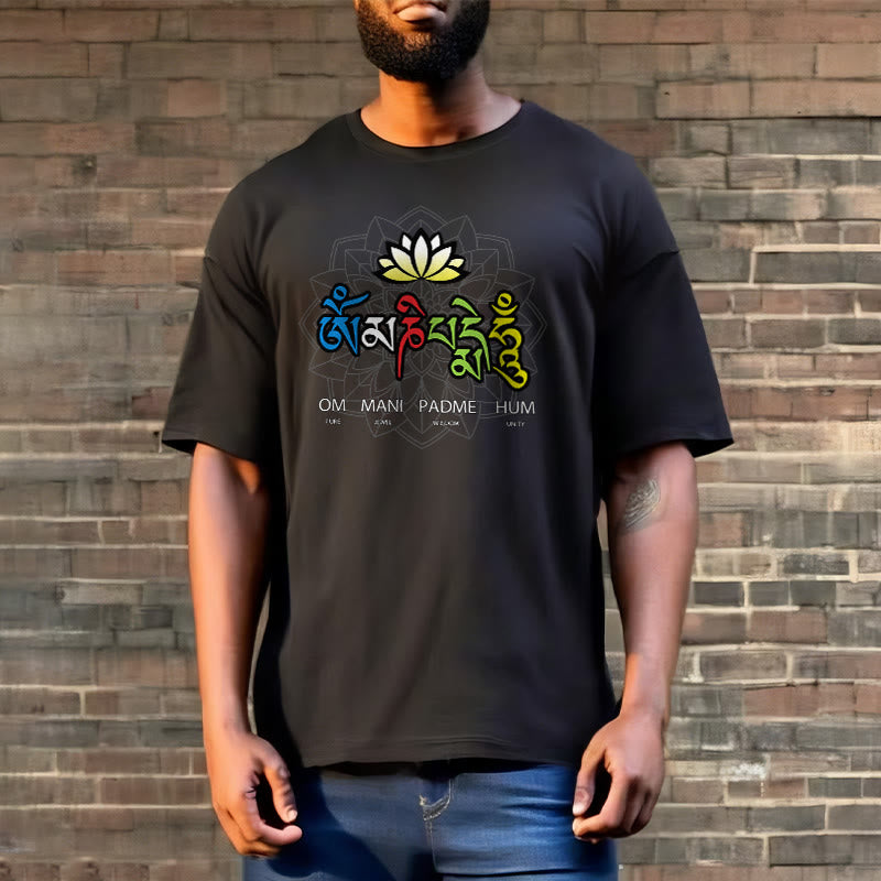 T-shirt Buddha Stones Om Mani Padme Hum Lotus - image 3