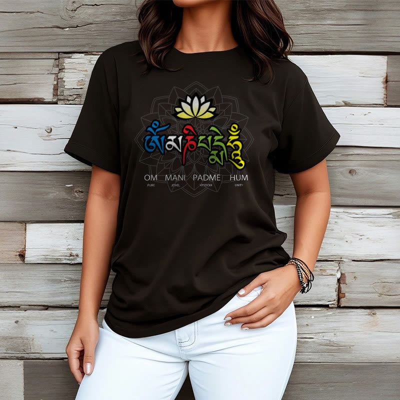 T-shirt Buddha Stones Om Mani Padme Hum Lotus - image 1
