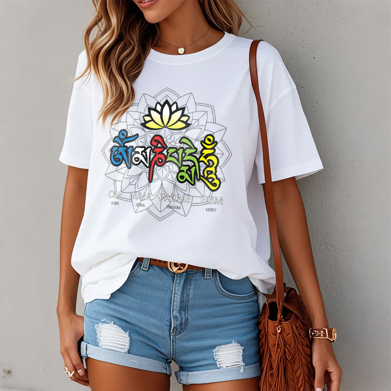 T-shirt Buddha Stones Om Mani Padme Hum Lotus - image 8