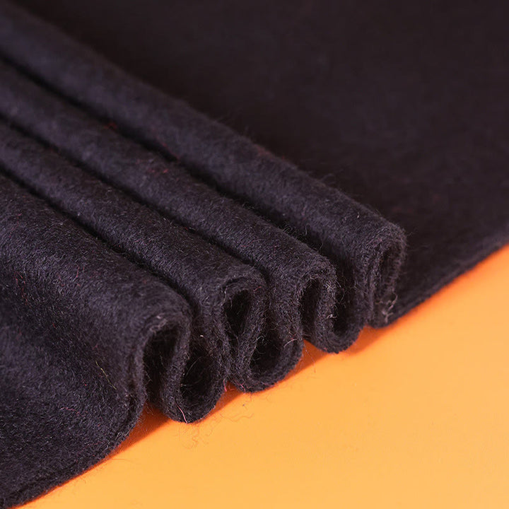 Châle en laine avec Buddha Stones et broderie de feuilles de bambou et pompon pour l'hiver