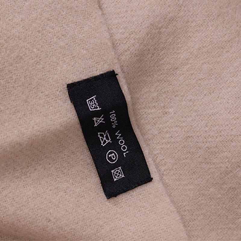 Châle en laine avec Buddha Stones Yulan Magnolia Broderie Pompon Écharpe de voyage confortable d'hiver