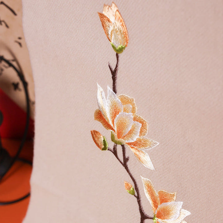 Châle en laine avec Buddha Stones Yulan Magnolia Broderie Pompon Écharpe de voyage confortable d'hiver - image 1