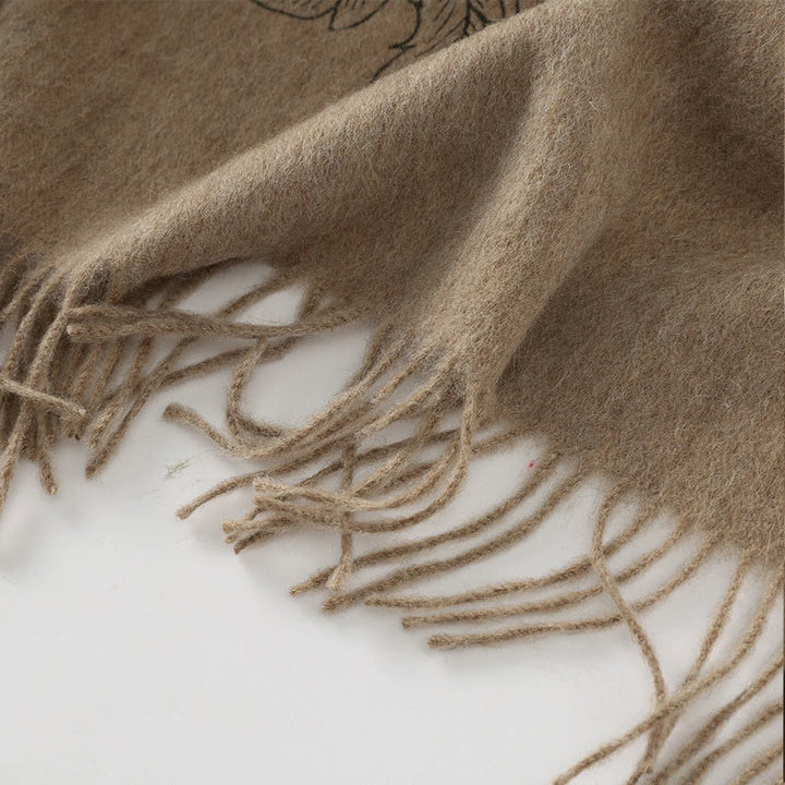 Châle en laine avec Buddha Stones et broderie de pivoine rouge, écharpe de voyage confortable pour l'hiver - image 2