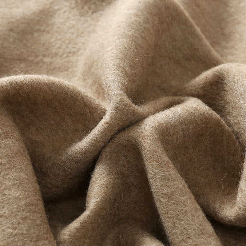 Châle en laine avec Buddha Stones , broderie de fleurs blanches et oranges, pompon, écharpe de voyage confortable pour l'hiver