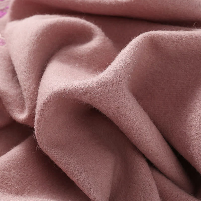 Châle en laine avec Buddha Stones et fleurs brodées à paillettes et pompons pour l'hiver - image 1