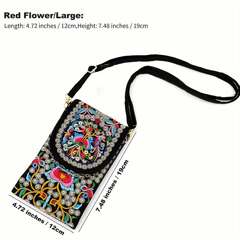 Sac à dos en toile brodé de fleurs de rose et d'Inula Buddha Stones