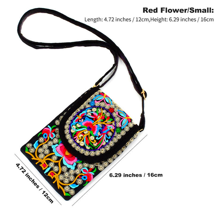 Sac à dos en toile brodé de fleurs de rose et d'Inula Buddha Stones