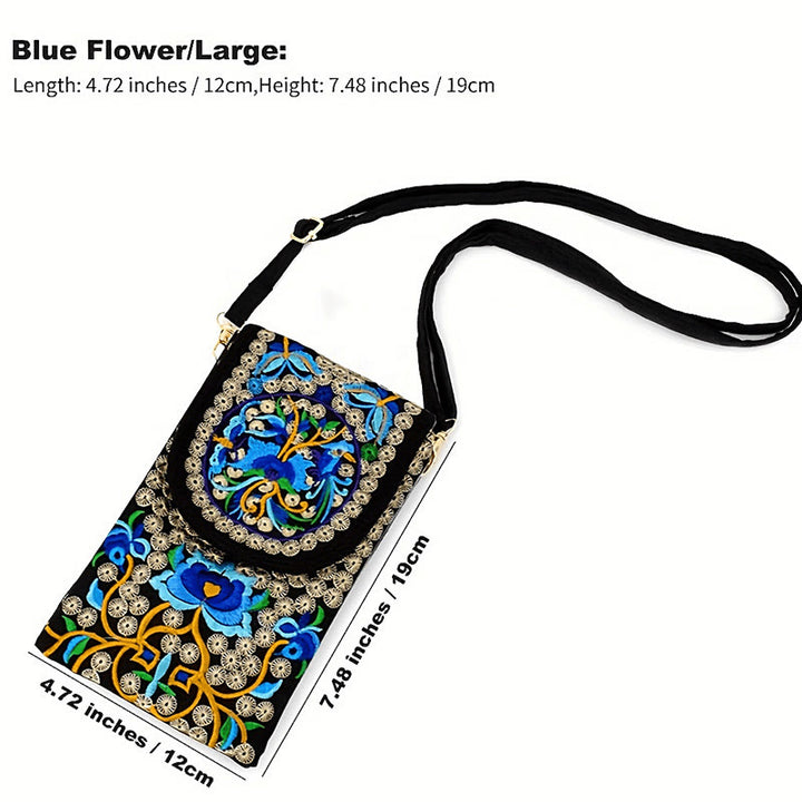 Sac à dos en toile brodé de fleurs de rose et d'Inula Buddha Stones