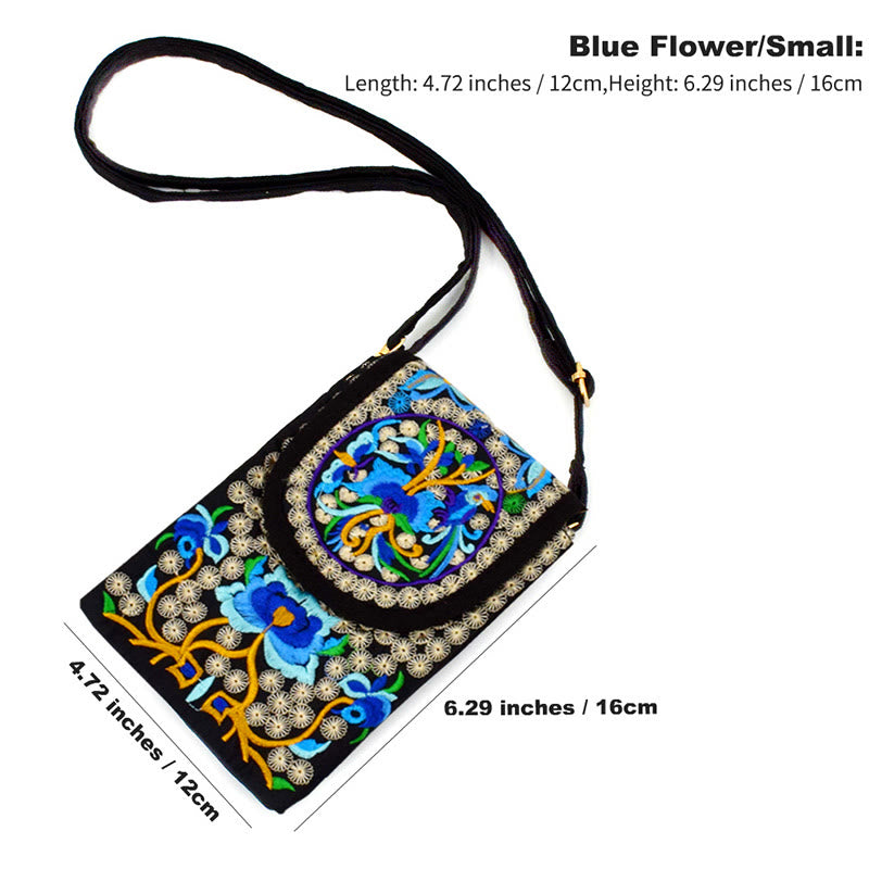 Sac à dos en toile brodé de fleurs de rose et d'Inula Buddha Stones