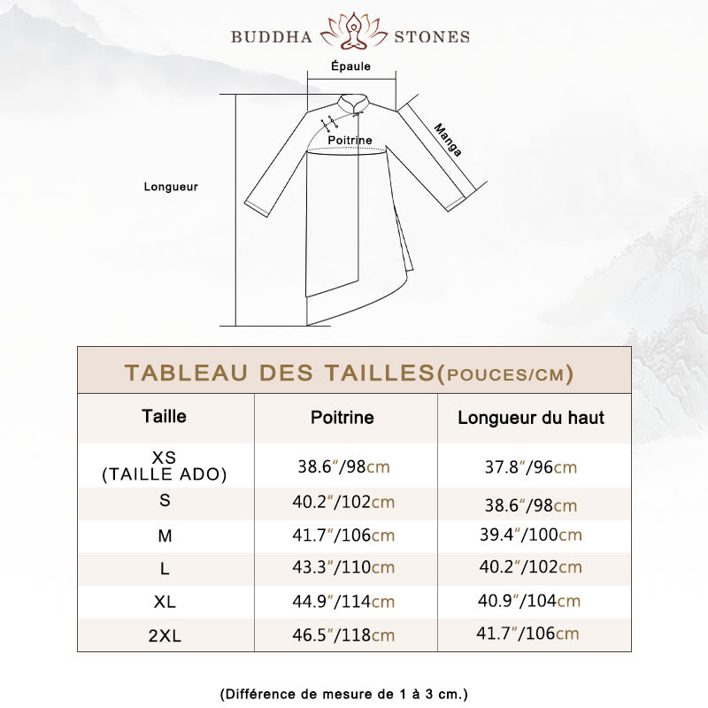 Ensemble de vêtements unisexe avec peinture dégradée de Buddha Stones , méditation, prière, spirituel, zen, tai-chi, qigong
