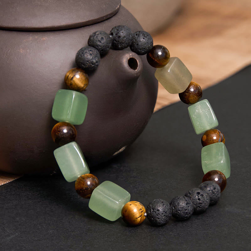 Bracelet de soutien en pierre de lave et Buddha Stones en forme de cube avec cristaux divers