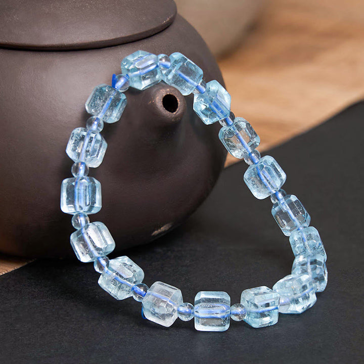 Bracelet Buddha Stones avec topaze bleue et clarté