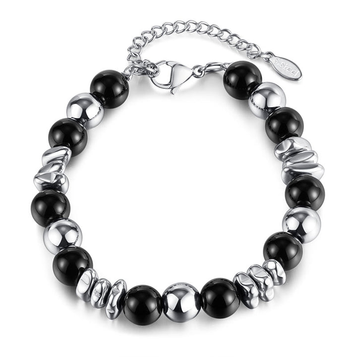 Bracelet porte-bonheur en onyx noir et Buddha Stones