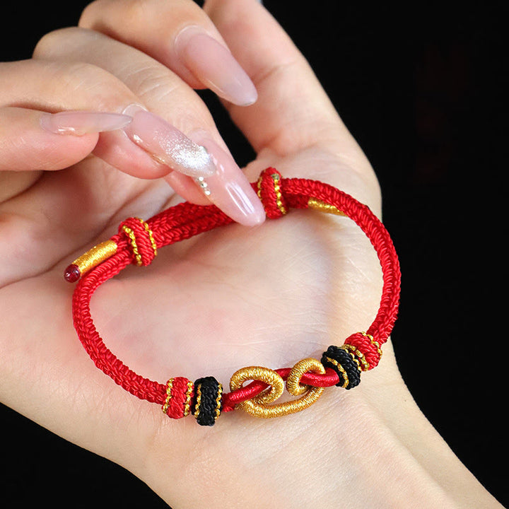 Bracelet de protection tressé à motif de lingot fait main avec Buddha Stones