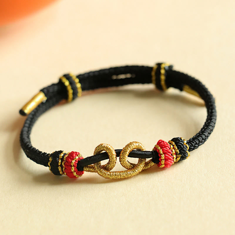 Bracelet de protection tressé à motif de lingot fait main avec Buddha Stones