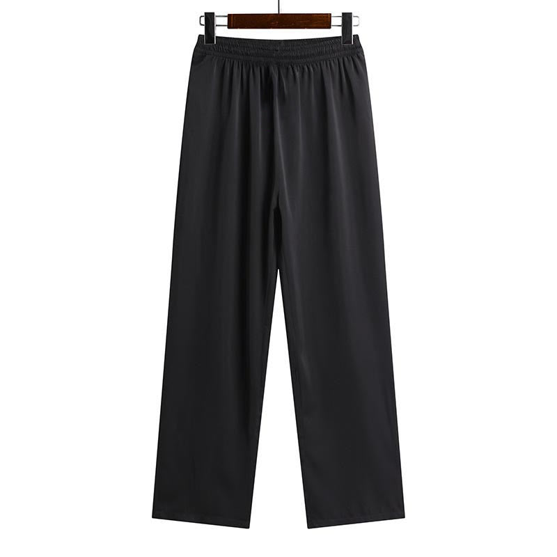 Costume Tang en bambou et fleurs de pêcher avec Buddha Stones, uniforme traditionnel Hanfu, haut à manches courtes et pantalon, ensemble pour hommes - Pantalon noir - US/UK/AU42，EU52 (3XL) - image 14